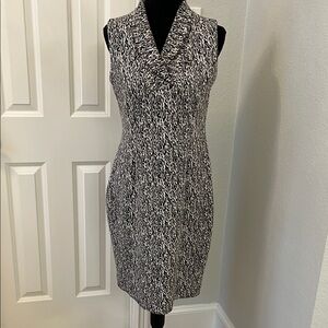 Calvin Klein Thick Knit Sheath Sleeveless Dress Roll Collar Side Zip Sz 8